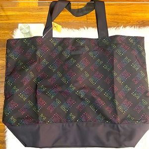 PINK canvas tote, black with PINK print, One-size